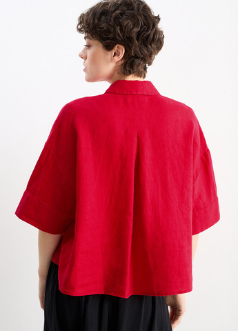 Красная кэжуал рубашка однотонная C&A