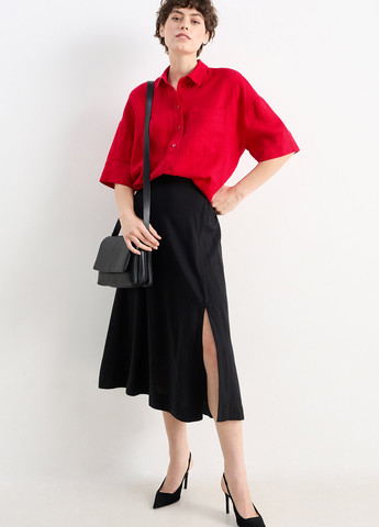 Красная кэжуал рубашка однотонная C&A