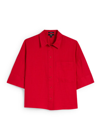 Красная кэжуал рубашка однотонная C&A