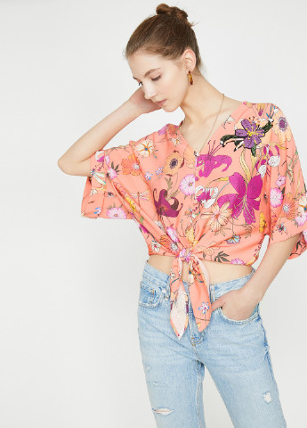 Персиковая летняя блуза KOTON