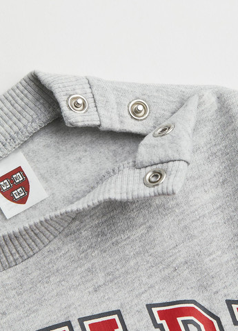 H&M свитшот бананы светло-серый кэжуал хлопок, трикотаж с начесом