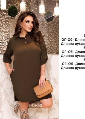 Оливкова (хакі) женская рубашка туника цвет хаки р.50/52 356612 New Trend