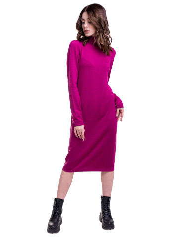 Фуксиновое (цвета Фуксия) кэжуал платье Viviami однотонное