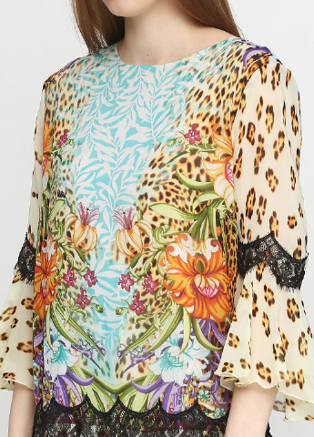 Бежевое кэжуал платье Sassofono с абстрактным узором