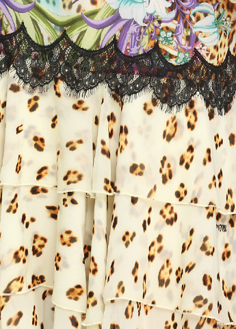 Бежевое кэжуал платье Sassofono с абстрактным узором
