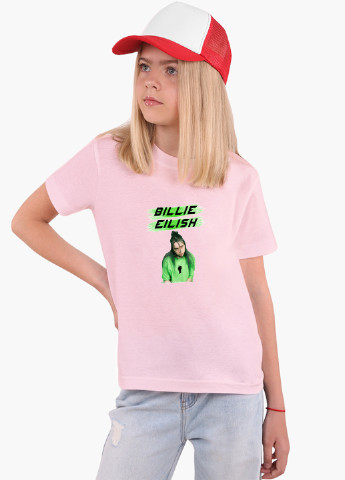 Рожева демісезонна футболка дитяча біллі айлиш (billie eilish) (9224-1207) MobiPrint