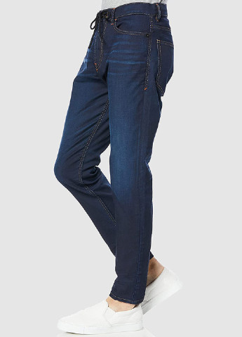 Темно-синие демисезонные укороченные, зауженные джинсы Diesel