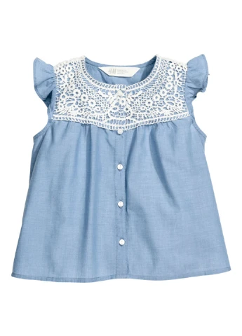Голубая блузка с коротким рукавом H&M летняя