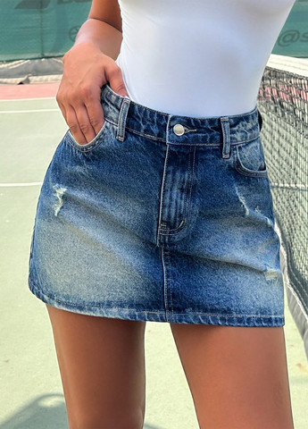 Синяя джинсовая варенка юбка SHEIN а-силуэта (трапеция)