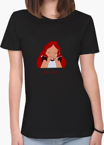 Чорна демісезон футболка жіноча аліса погана дівчинка дісней (alice is a bad girl disney) (8976-1441) xxl MobiPrint