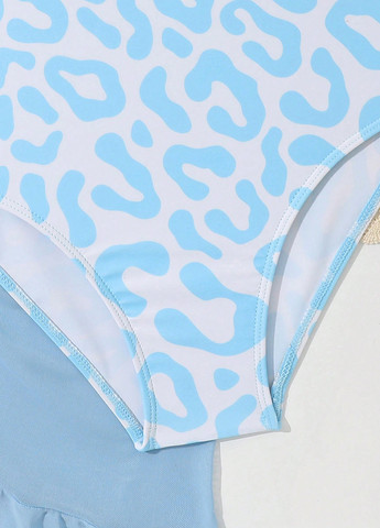 Голубой летний комплект (купальник, юбка) майо, слитный SHEIN