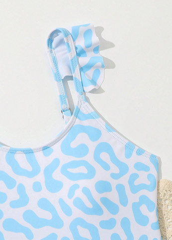 Голубой летний комплект (купальник, юбка) майо, слитный SHEIN