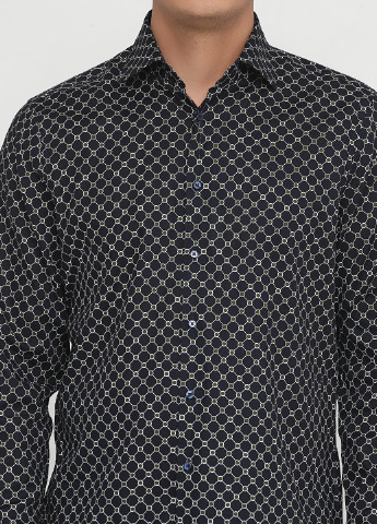 Темно-синяя кэжуал рубашка с геометрическим узором Strellson с длинным рукавом