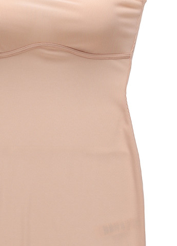 Бежевое коктейльное, кэжуал платье бандо PrettyLittleThing однотонное