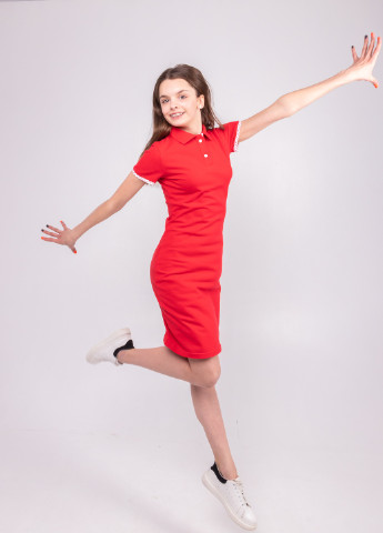 Красное кэжуал платье поло TvoePolo однотонное