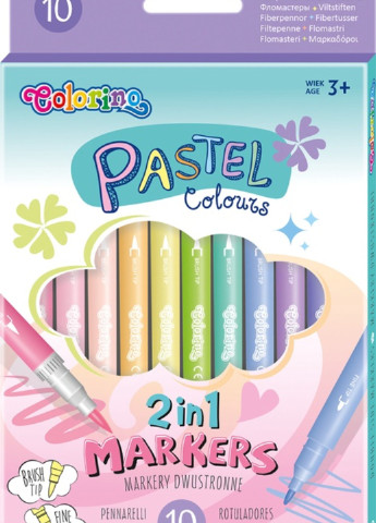 Фломастери двосторонні серія Pastel, 10 кол. Colorino (207169234)