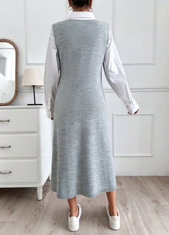 Світло-сіра кежуал сукня а-силует SHEIN меланжева