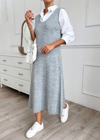 Світло-сіра кежуал сукня а-силует SHEIN меланжева