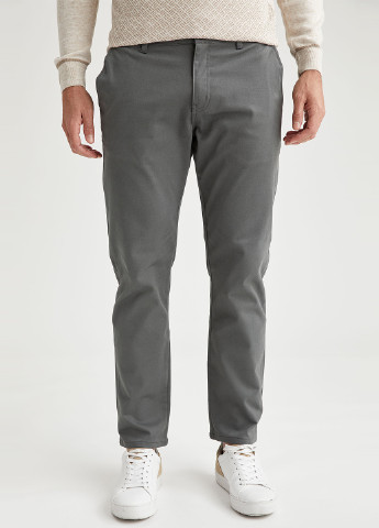 Серые джинсовые демисезонные прямые брюки DeFacto