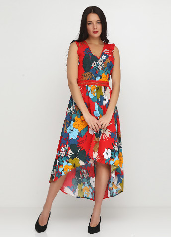 Красное кэжуал платье Show Fashion с цветочным принтом