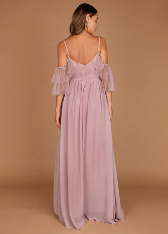 Світло-рожева вечірня сукня з відкритими плечима, а-силует SHEIN однотонна