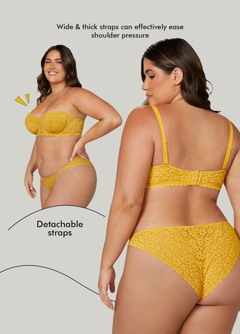 Жовтий балконет бюстгальтер SHEIN з кісточками поліамід, гіпюр