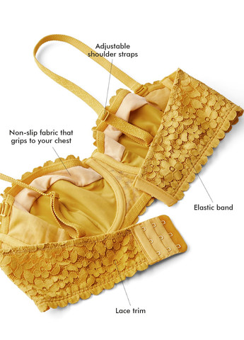 Жовтий балконет бюстгальтер SHEIN з кісточками поліамід, гіпюр