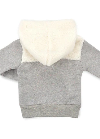 Кофта на блискавки з хутряним капюшоном (6943-80G-gray) Haknur (202373998)