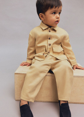 Бежевый демисезонный костюм (рубашка, брюки) с рубашкой, брючный H&M