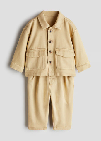 Бежевый демисезонный костюм (рубашка, брюки) с рубашкой, брючный H&M