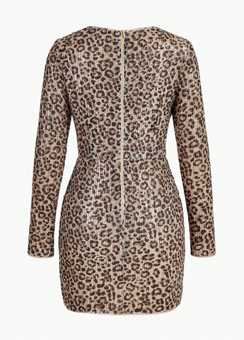 Світло-коричнева вечірня сукня силуетна SHEIN леопардовий