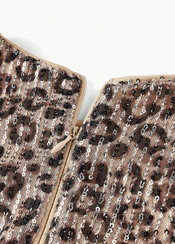 Світло-коричнева вечірня сукня силуетна SHEIN леопардовий