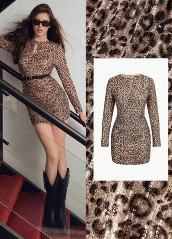 Світло-коричнева вечірня сукня силуетна SHEIN леопардовий