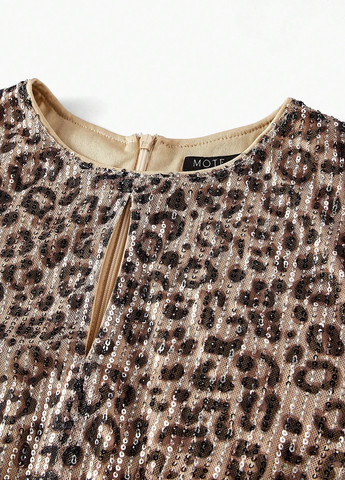 Світло-коричнева вечірня сукня силуетна SHEIN леопардовий