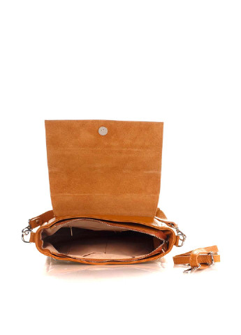 Сумка Genuine Leather почтальонская однотонная охра кэжуал