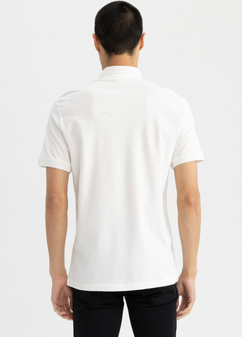 Белая футболка-поло для мужчин DeFacto однотонная
