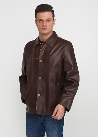 Шоколадная демисезонная куртка кожаная JCC