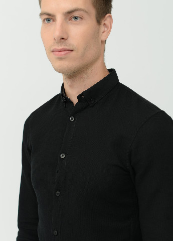 Черная кэжуал рубашка однотонная Tom Tailor