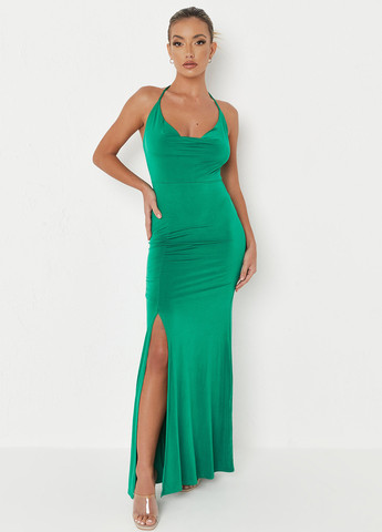 Зеленое вечернее платье платье-комбинация Missguided однотонное
