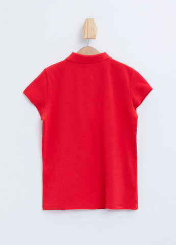 Красная детская футболка-поло для девочки DeFacto