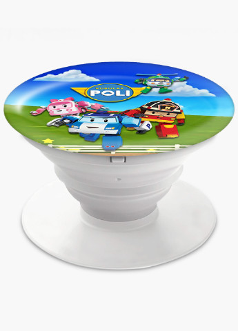 Попсокет (Popsockets) держатель для смартфона Робокар Поли (Robocar Poli) (8754-1618) Черный MobiPrint (216748500)