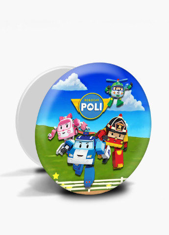 Попсокет (Popsockets) держатель для смартфона Робокар Поли (Robocar Poli) (8754-1618) Черный MobiPrint (216748500)