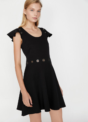 Черное кэжуал платье клеш KOTON однотонное