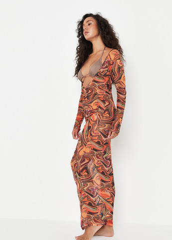 Оранжевое пляжное платье Missguided с абстрактным узором