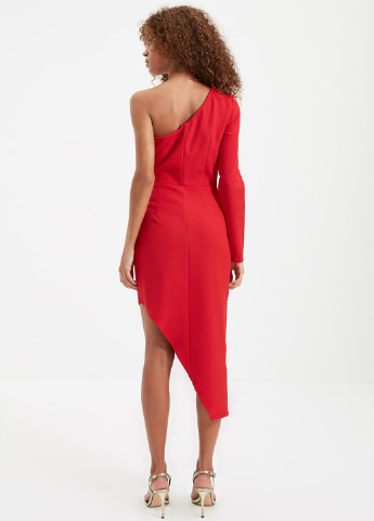 Красное коктейльное платье футляр Trendyol