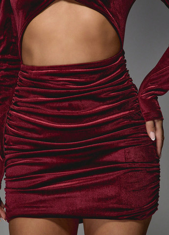 Бордовое кэжуал, коктейльное платье с открытыми плечами SHEIN однотонное