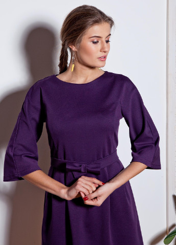 Фиолетовое кэжуал платье с длинным рукавом GrandUA однотонное