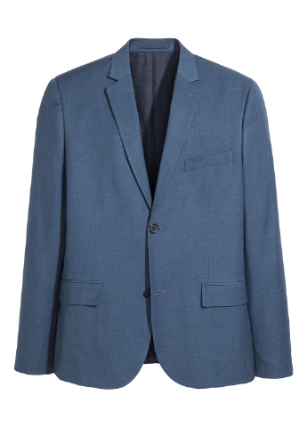 Пиджак H&M с длинным рукавом однотонный тёмно-синий деловой