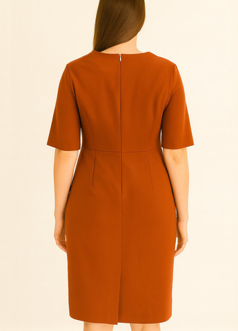 Терракотовое кэжуал платье футляр Sassofono однотонное