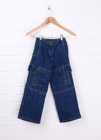 Синие джинсовые демисезонные прямые брюки Одягайко